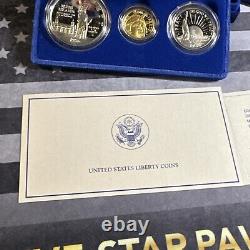 GOLD $5 COIN Liberty Coins 1886 1986 Three Coin Proof Set In Case