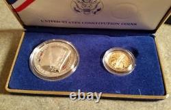 GOLD & SILVER 1987 U S CONSTITUTION 2 COIN commemorative GOLD & SILVER coins