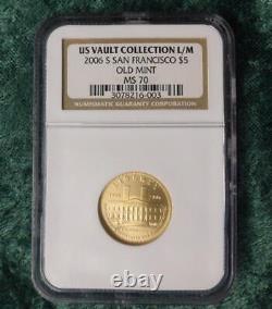 GOLD San Francisco $5 Old Mint Coin, 2006 S NGC MS70, US Vault Collection L/M