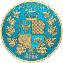 Germania 2019 5 Mark Germania & Britannia Space Blue & Gold 1 Oz Silver Coin