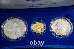 Gold Coin United States Liberty Coins 1886-1986 3 Coin Proof Set with Case & COA