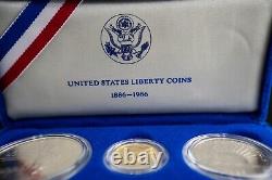 Gold Coin United States Liberty Coins 1886-1986 3 Coin Proof Set with Case & COA
