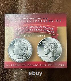 Gold Gilt 2021 British V. I? Last Morgan 1st Peace Dollar 1oz Silver Proof