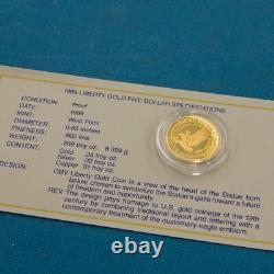 Gold United States Liberty Coins 1886 1986 3 Coin Set with Case & COA