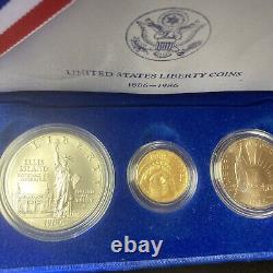 Gold United States Liberty Coins 1886 1986 3 Coin Set with Case & COA