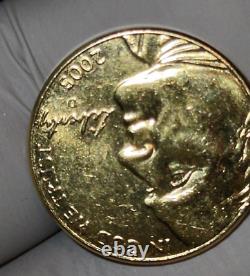 Gold commemorative 2005nickles coin with errors