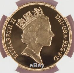 Great Britain UK 1988 2 Pound/Sovereign 0.47 Oz AGW Gold Proof Coin NGC PF69 UC