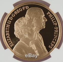 Great Britain UK 1997 5 Pound Gold Proof Coin Royal Wedding Anniversary NGC PF69