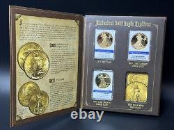 Historical Gold Eagle Archival Albums Volumes I-IV Album with7 Commemorative Coins