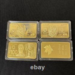 Japanese Old Coins Gold Coin Commemorative Medal Extra Large Set Of 4 H9