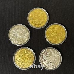 Japanese Old Coins Gold Coins Commemorative Set Of 5 Extra Large H11