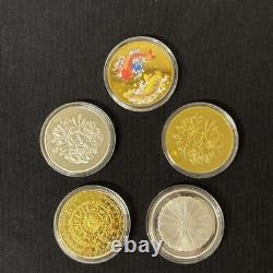 Japanese Old Coins Gold Coins Commemorative Set Of 5 Extra Large H11