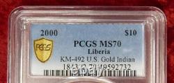 KM-492 U. S GOLD $10 Indian PCGS MS70 Liberia 1/10 oz TOP POP 1 of 6 LOW MINTAGE