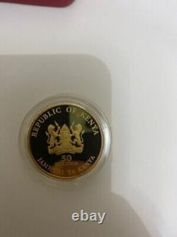 Kenya 50 Shillings Commemorative Coin 50 years Independance Gold Genuine