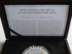 King Alfred the Great 5oz Silver Commemorative Medal/Coin 24ct Gold Plating COA