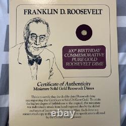 LOT OF 7 Miniature Solid 24k Gold Roosevelt Dime 100th Birthday Commemorative