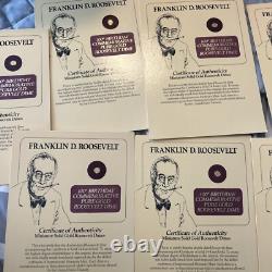 LOT OF 7 Miniature Solid 24k Gold Roosevelt Dime 100th Birthday Commemorative