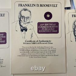 LOT OF 7 Miniature Solid 24k Gold Roosevelt Dime 100th Birthday Commemorative