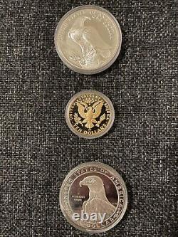 L. A. Olympics 1984-S $10 Gold, and 1983-S & 1984-S $1 Silver, 3-Coin Proof Set