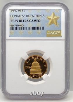 Lot of 8 $5 Gold US Commemorative Coins. All NGC PF69 Ultra Cameo