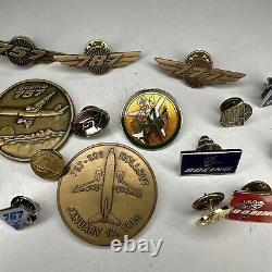 Lot of Boeing Lapel Pins commemorative Coins 757 787 10 years Some Gold Fill j79