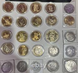 Lot of Commemorative Gold Style Coins COPY Fantasy Morgan silver dollar Copy