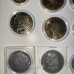 Lot of Commemorative Gold Style Coins COPY Fantasy Morgan silver dollar Copy
