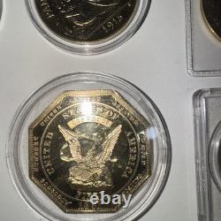 Lot of Commemorative Gold Style Coins COPY Fantasy Morgan silver dollar Copy