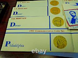 Lot of Nine (9) 1985 P & D Uncirculated Commemorative Coin U. S. Mint Sets