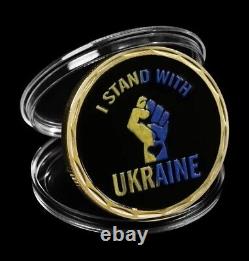 Lot of TEN. I Stand With Ukraine Coins Gold Plated Commemorative. BONUS 2 COINS