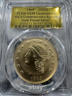Lots of 3 1849 GEM UNC SSCA commemorative gold plated Silver coins