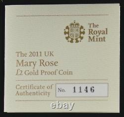 MARY ROSE 2011 UK £2 TWO POUND GOLD PROOF COIN box/coa/outer