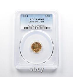 MS64 1904 $1 Lewis & Clark Commemorative Gold Dollar Piece PCGS 4762