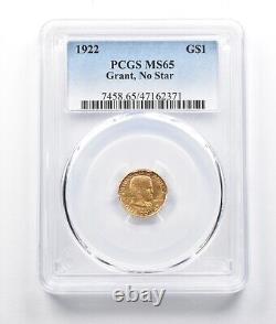 MS65 1922 $1 Grant Commemorative Gold Dollar No Star PCGS 8118