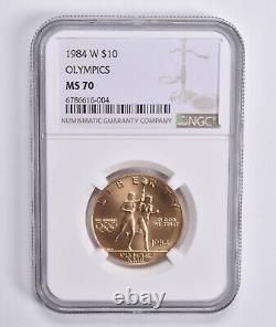 MS70 1984-W $10 Olympic Commemorative Gold 10 Dollar NGC Brown Label