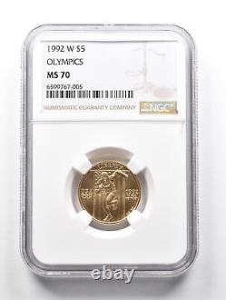 MS70 1992-W $5 Olympics Gold Commemorative NGC 0687