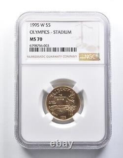 MS70 1995-W $5 Olympic Stadium Gold 5 Dollar Commemorative NGC 6098