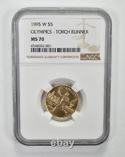 MS70 1995-W $5 Olympics Torch Runner Gold Commemorative Coin Graded NGC 0642