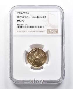 MS70 1996-W $5 Olympics Flag Bearer Gold Commemorative NGC 3760