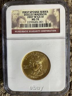 MS70 2007-W $10 Dolley Madison Commemorative Spouse NGC US Gold Coin 701