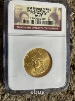 MS70 2007-W $10 Dolley Madison Commemorative Spouse NGC US Gold Coin 701
