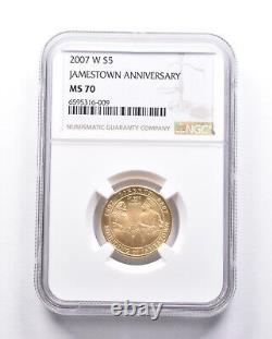 MS70 2007-W $5 Jamestown Anniversary Commemorative Gold Coin NGC 9735