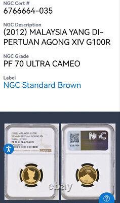 Malaysia 2012 Proof Gold Coin His Majesty The Yang di-Pertuan Agong XIV NGC PF70