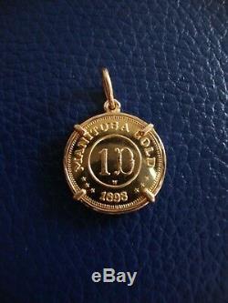 Manitoba Gold 22k Token 1898 1 Dollar Canada Very Scarce Coin 14k Pendant