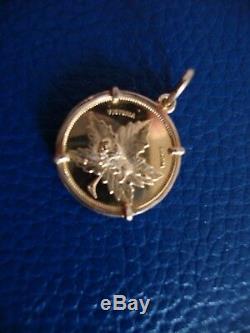 Manitoba Gold 22k Token 1898 1 Dollar Canada Very Scarce Coin 14k Pendant