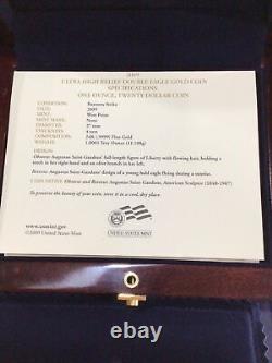 NGC MS69 PL 2009 $20 Ultra High Relief Double Eagle. 9999 Gold OGP BOX & COA