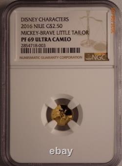 NIUE DISNEY. 5 GRAM GOLD $2.5 COIN MICKEY MOUSE SHORT FILMS NGC PF69s & PF70s