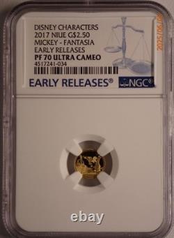 NIUE DISNEY. 5 GRAM GOLD $2.5 COIN MICKEY MOUSE SHORT FILMS NGC PF69s & PF70s