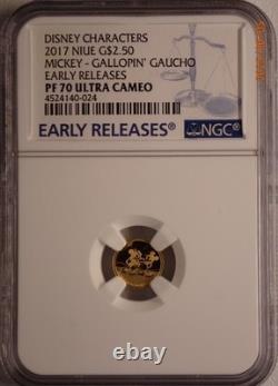 NIUE DISNEY. 5 GRAM GOLD $2.5 COIN MICKEY MOUSE SHORT FILMS NGC PF69s & PF70s