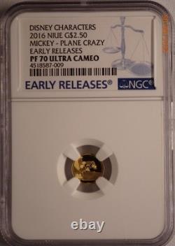 NIUE DISNEY. 5 GRAM GOLD $2.5 COIN MICKEY MOUSE SHORT FILMS NGC PF69s & PF70s